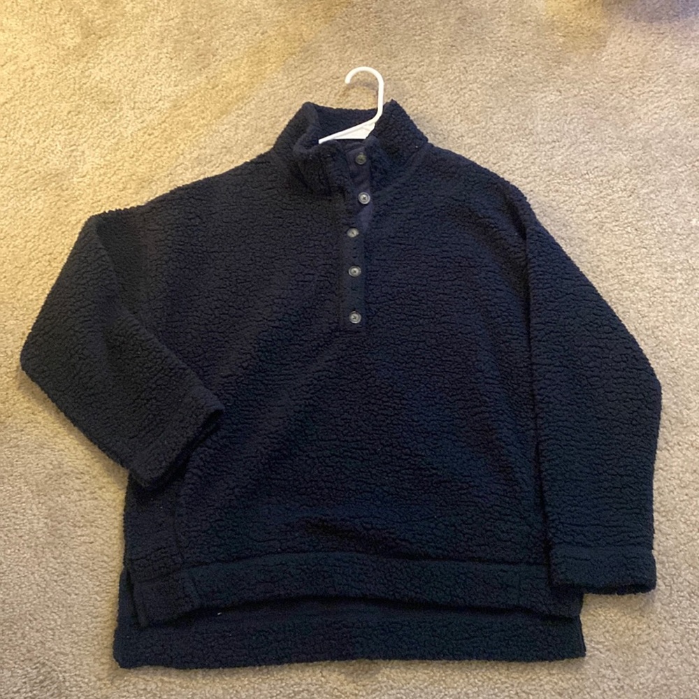 Aerie Navy Cloud Sherpa 1/4 Button